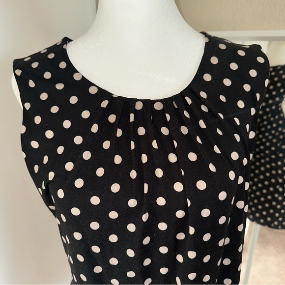 BCBGMaxAzria Black and Cream Polka Dot Blouse shell - Picture 3 of 4